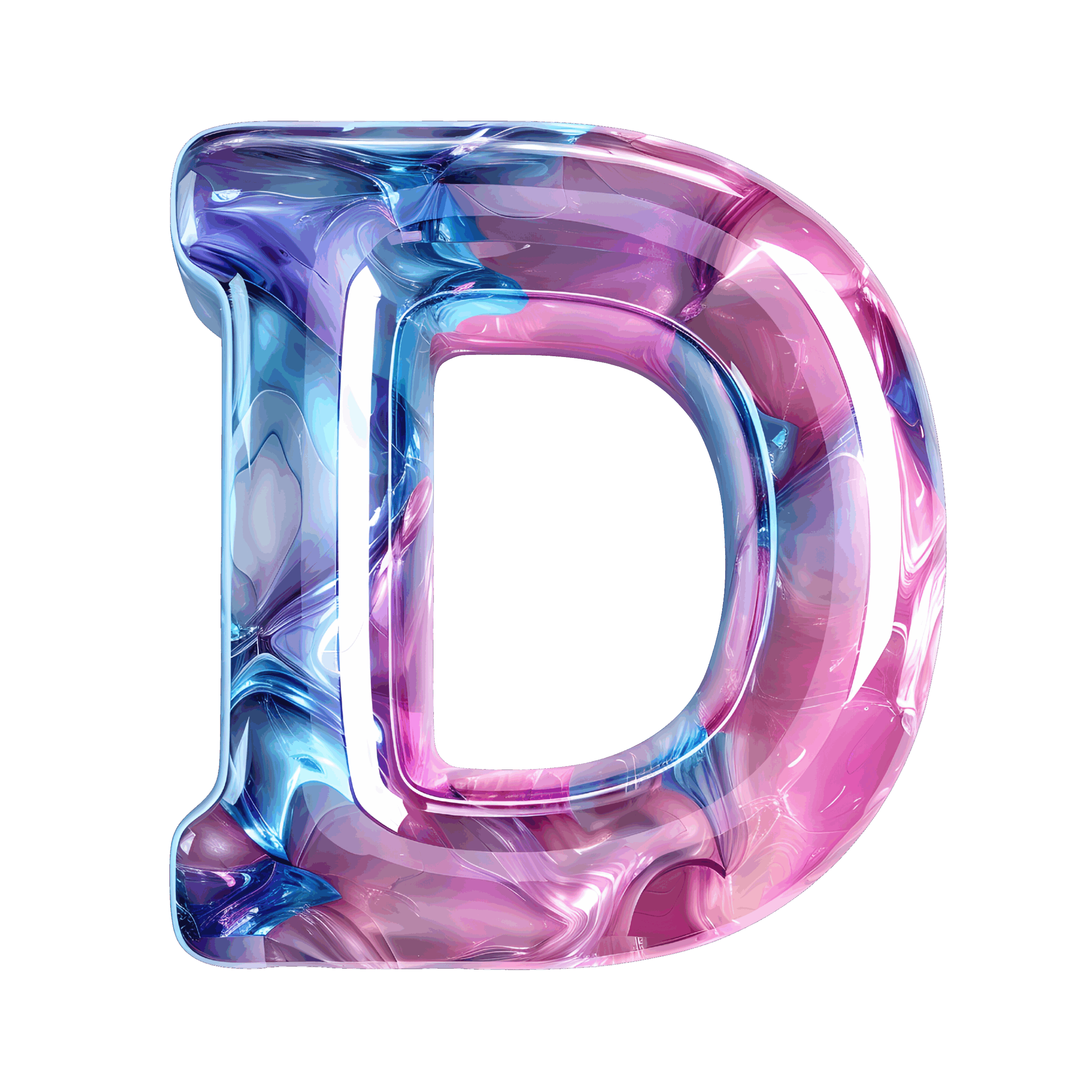 3D bogstav D i unik typografi & Typografi – smuk skrifttype til branding og visuel identitet.