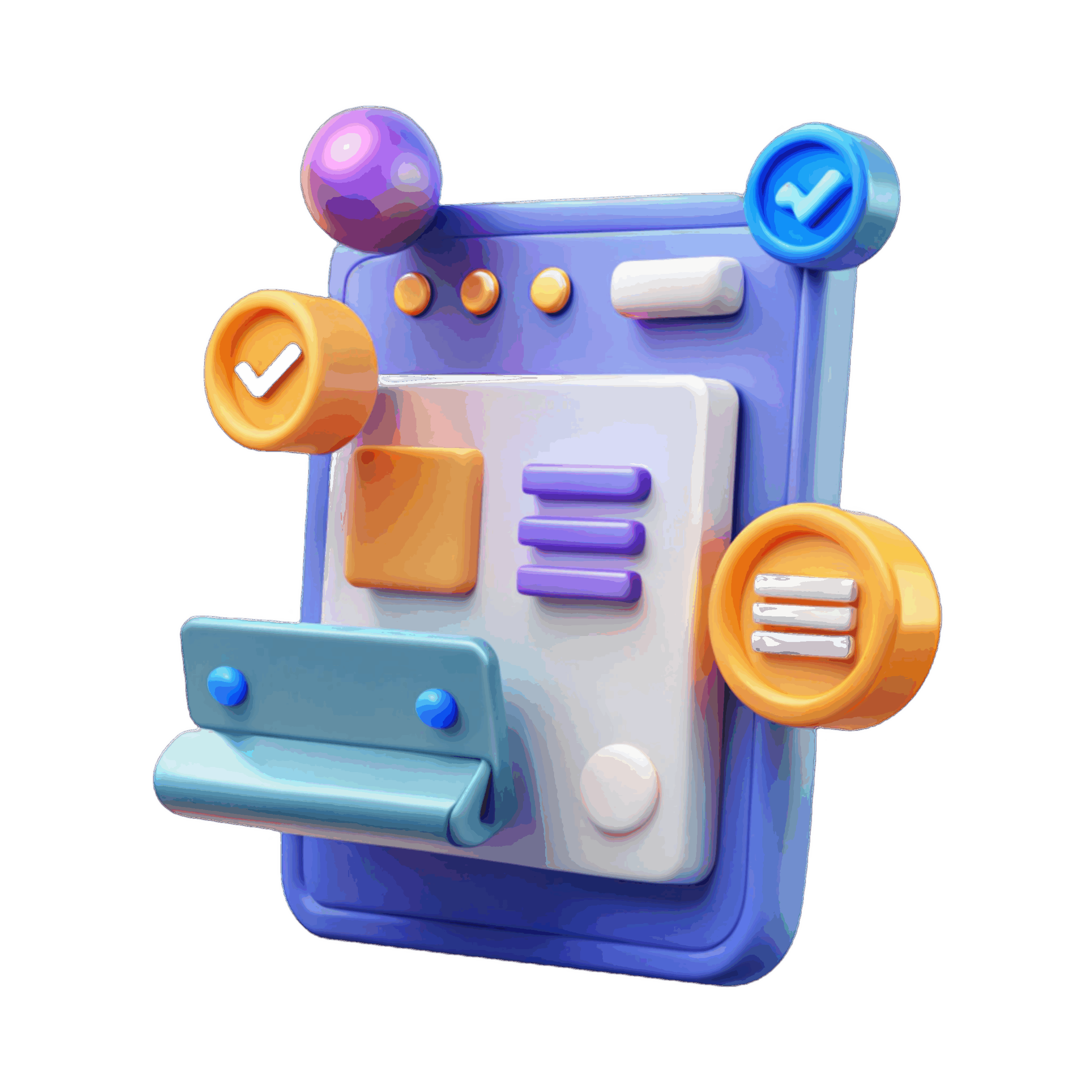 3D illustration af brugergrænseflade som symbol på UX design hjemmeside. Understreger hvor vigtig en UX designer er for at skabe tillid, konverteringer og en stærk brugeroplevelse online.