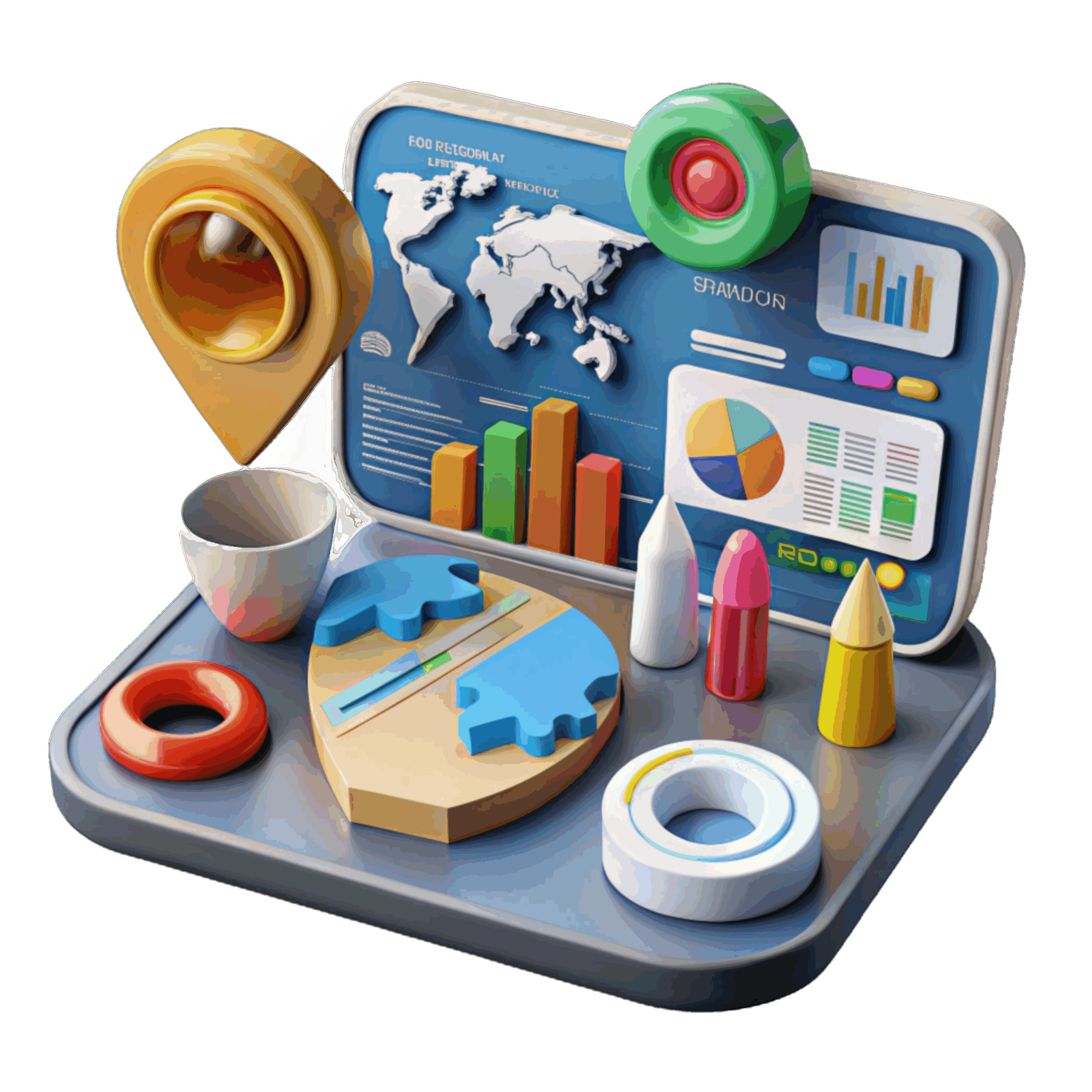 Hjemmeside pris – Illustration af en computer skærm med mange forskellige facetter brugt i blog guide om hjemmeside pris, hvor du kan lære online markedsføring og forstå hvad en hjemmeside pris dækker over.