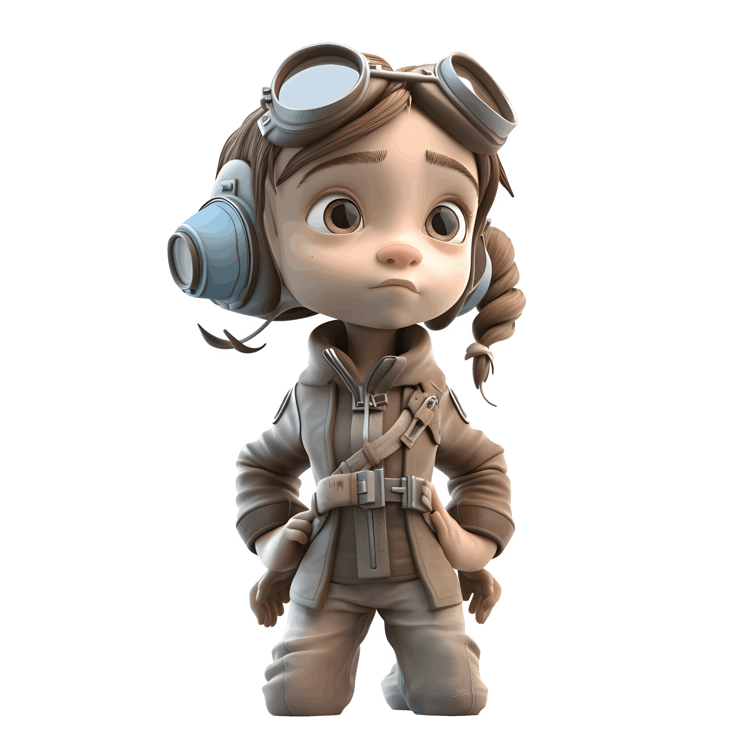 Illustration af ung iværksætterkvinde med pilotbriller og udtryk – symbol på kreativitet, innovation og iværksætteri