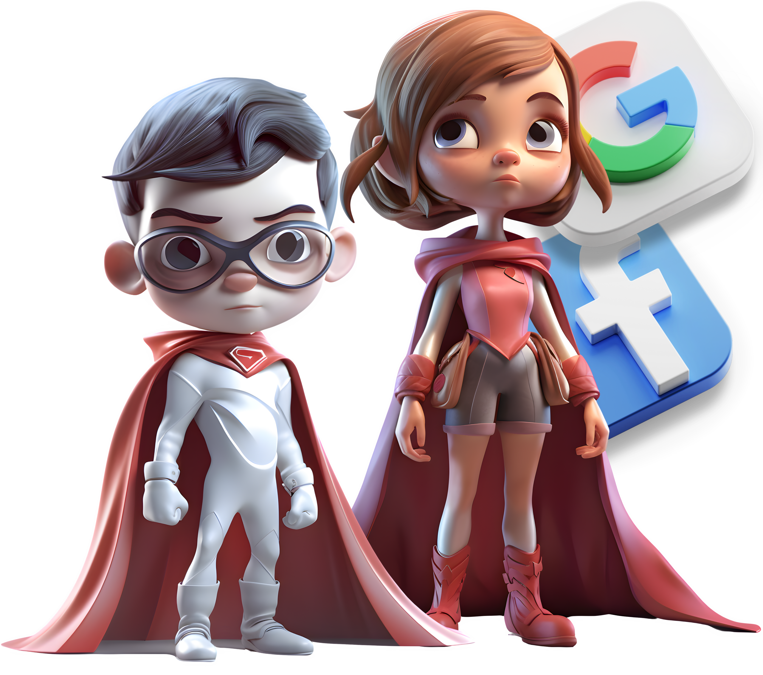 Illustration af superhelte – symbol på professionel hjælp til online markedsføring fra MCCreative