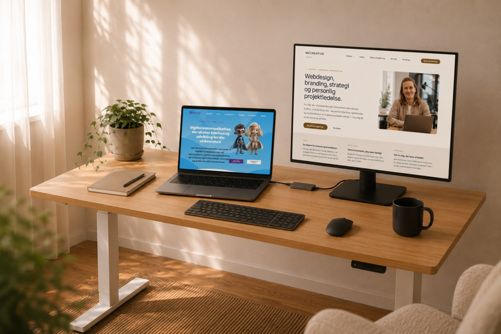 MCCreatives gamle og nye website vist side om side